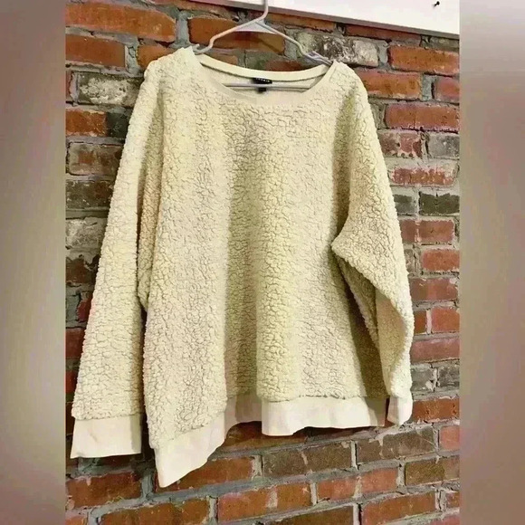 Torrid Ivory Faux Sherpa Teddy Sweatshirt Plus Size 4 - Picture 6 of 10